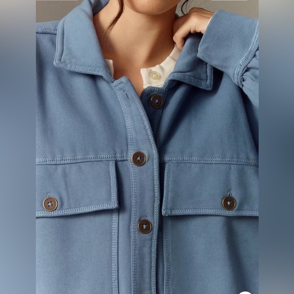 Anthropologie Pilcro Blue Microfleece Button Front Jacket - Picture 6 of 9